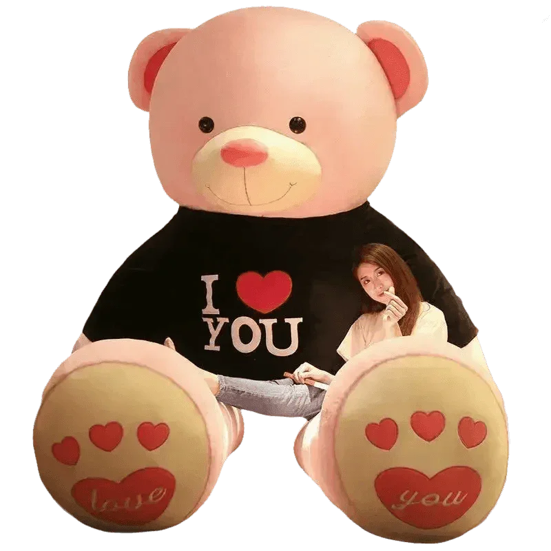 Pink Plush Teddy Bear with Heart Big Size Teddy Bear 100cm Plush Toy Pink 100cm Plush Toy Teddy Bear - GiFTiFY
