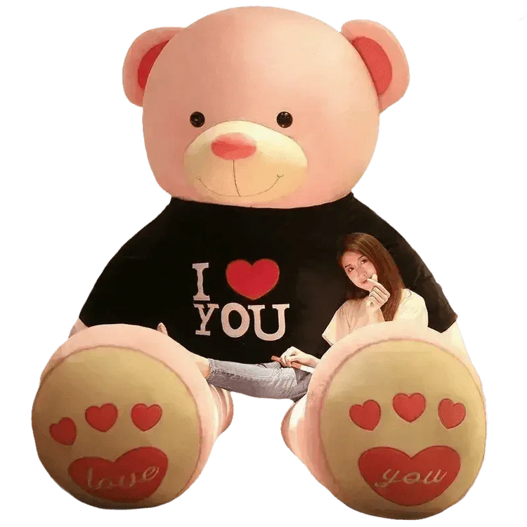 Pink Plush Teddy Bear with Heart Big Size Teddy Bear 100cm Plush Toy Pink 100cm Plush Toy Teddy Bear - GiFTiFY