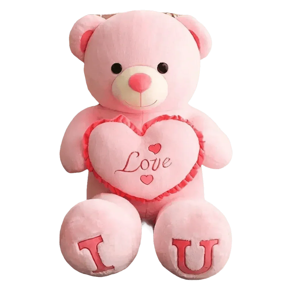 Pink Plush Teddy Bear with Heart Big Size Teddy Bear 100cm Plush Toy Pink 100cm Plush Toy Teddy Bear - GiFTiFY