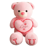 Pink Plush Teddy Bear with Heart Big Size Teddy Bear 100cm Plush Toy Pink 100cm Plush Toy Teddy Bear - GiFTiFY