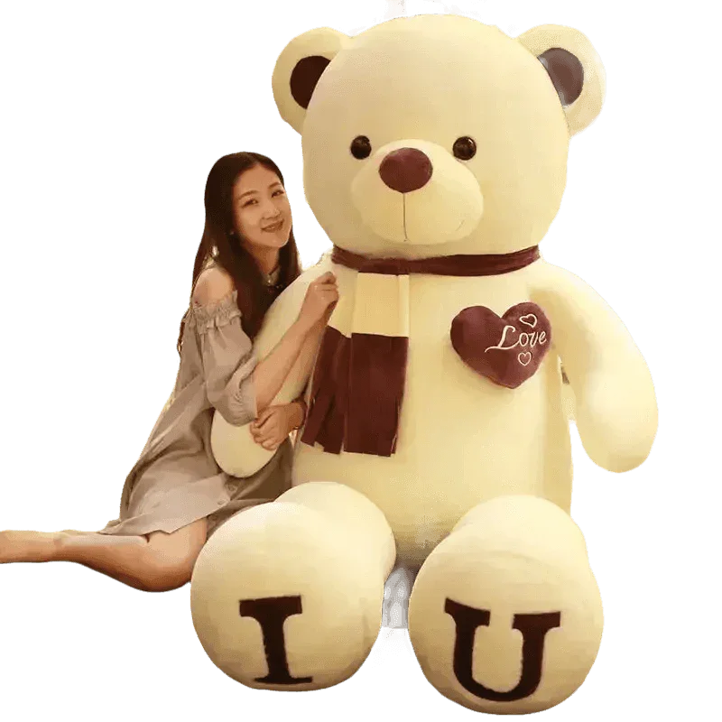 Pink Plush Teddy Bear with Heart Big Size Teddy Bear 100cm Plush Toy Pink 100cm Plush Toy Teddy Bear - GiFTiFY
