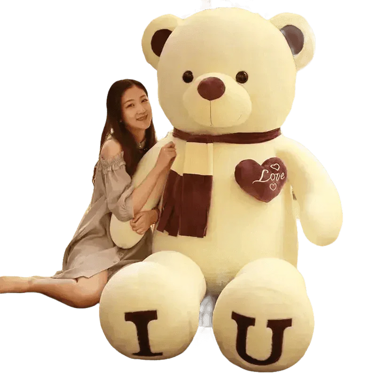 Pink Plush Teddy Bear with Heart Big Size Teddy Bear 100cm Plush Toy Pink 100cm Plush Toy Teddy Bear - GiFTiFY