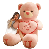 Pink Plush Teddy Bear with Heart Big Size Teddy Bear 100cm Plush Toy Pink 100cm Plush Toy Teddy Bear - GiFTiFY
