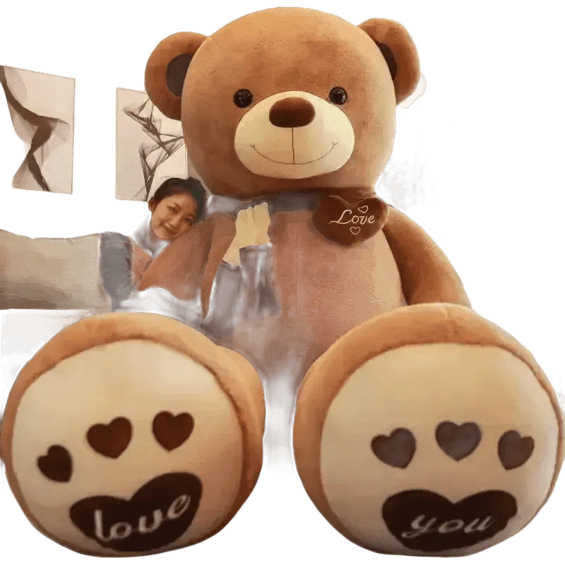 Pink Plush Teddy Bear with Heart Big Size Teddy Bear 100cm Plush Toy Pink 100cm Plush Toy Teddy Bear - GiFTiFY