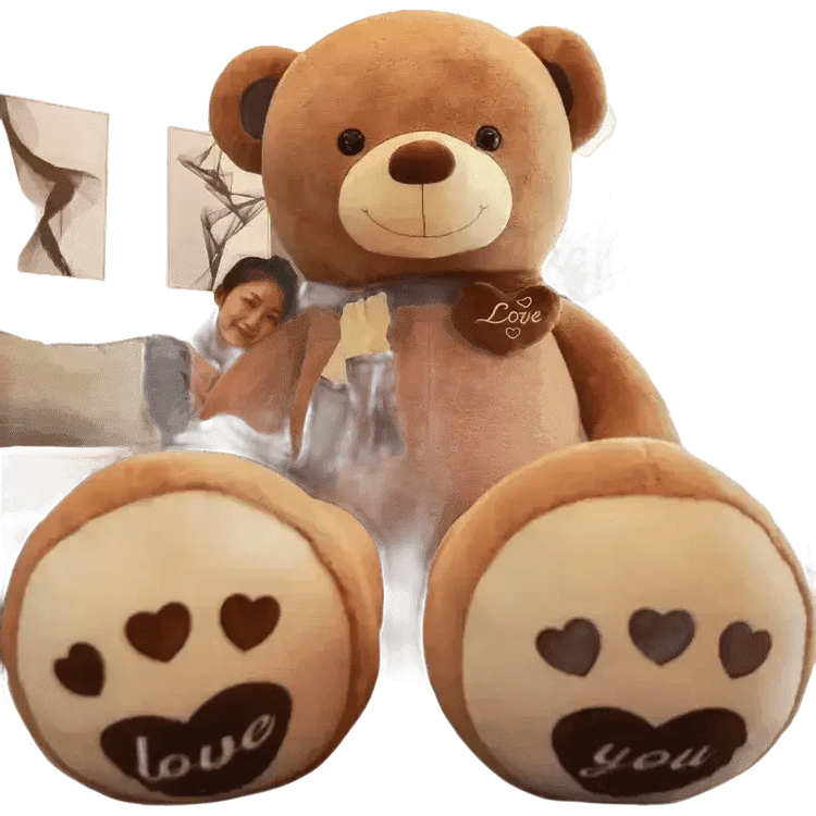 Pink Plush Teddy Bear with Heart Big Size Teddy Bear 100cm Plush Toy Pink 100cm Plush Toy Teddy Bear - GiFTiFY