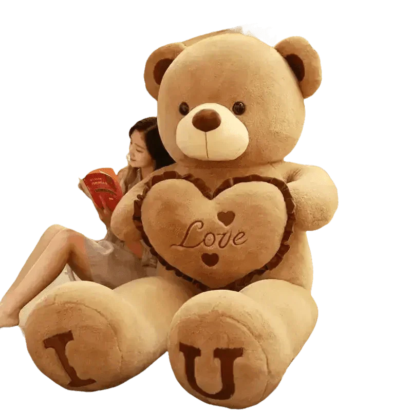 Pink Plush Teddy Bear with Heart Big Size Teddy Bear 100cm Plush Toy Pink 100cm Plush Toy Teddy Bear - GiFTiFY