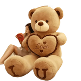 Pink Plush Teddy Bear with Heart Big Size Teddy Bear 100cm Plush Toy Pink 100cm Plush Toy Teddy Bear - GiFTiFY