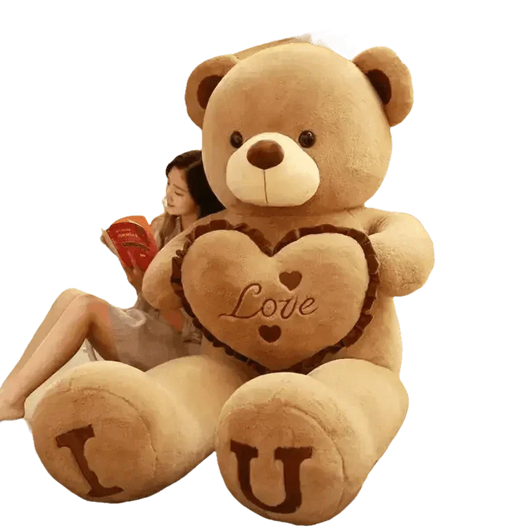 Pink Plush Teddy Bear with Heart Big Size Teddy Bear 100cm Plush Toy Pink 100cm Plush Toy Teddy Bear - GiFTiFY