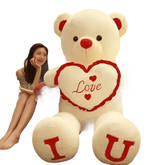 Pink Plush Teddy Bear with Heart Big Size Teddy Bear 100cm Plush Toy Pink 100cm Plush Toy Teddy Bear - GiFTiFY