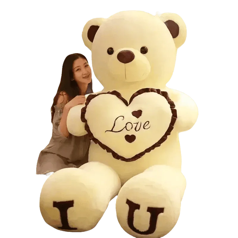 Pink Plush Teddy Bear with Heart Big Size Teddy Bear 100cm Plush Toy Pink 100cm Plush Toy Teddy Bear - GiFTiFY