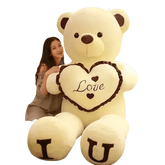 Pink Plush Teddy Bear with Heart Big Size Teddy Bear 100cm Plush Toy Pink 100cm Plush Toy Teddy Bear - GiFTiFY