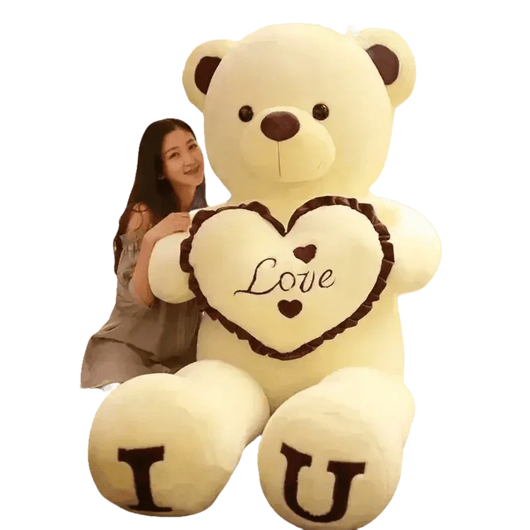 Pink Plush Teddy Bear with Heart Big Size Teddy Bear 100cm Plush Toy Pink 100cm Plush Toy Teddy Bear - GiFTiFY