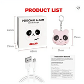 Pink Panda Cute Rechargeable Personal Alarm Keychain - GiFTiFY