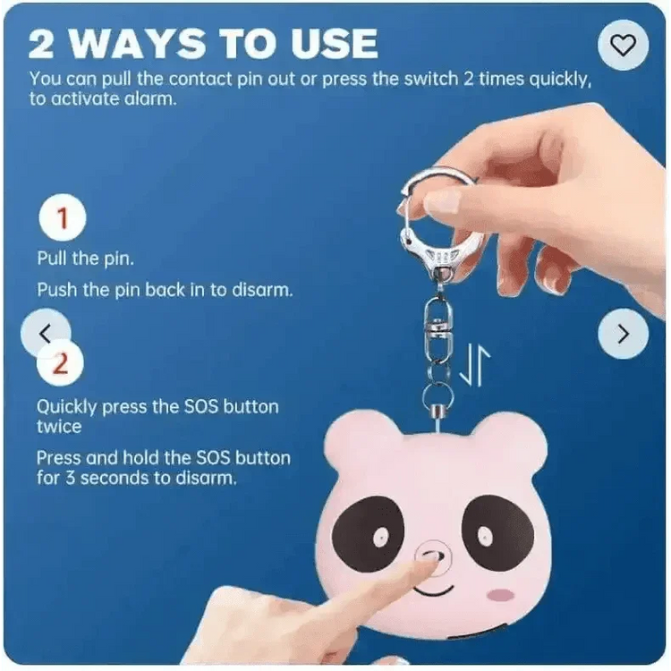 Pink Panda Cute Rechargeable Personal Alarm Keychain - GiFTiFY