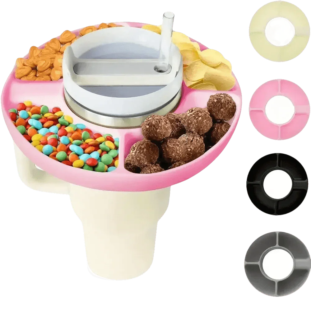 Pink Silicone Snack Bowl with Cup Holder - GiFTiFY