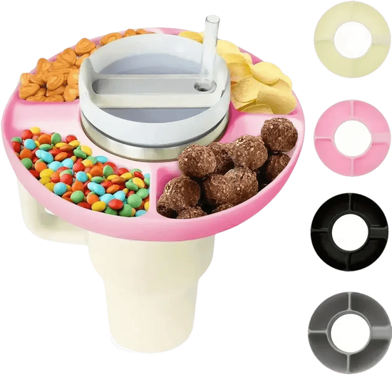 Pink Silicone Snack Bowl with Cup Holder - GiFTiFY