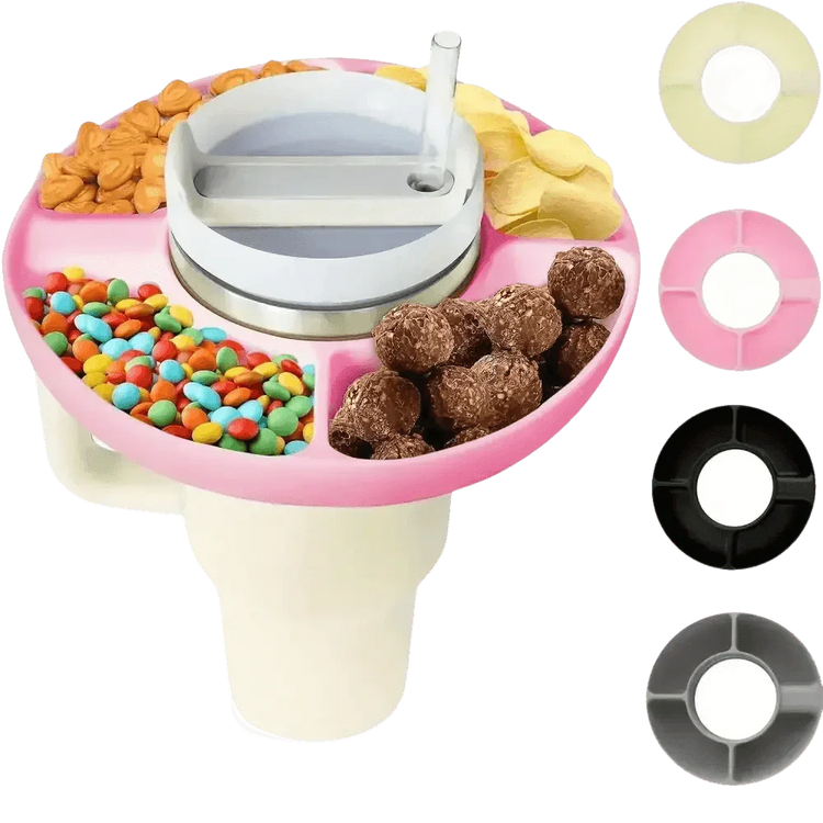 Pink Silicone Snack Bowl with Cup Holder - GiFTiFY