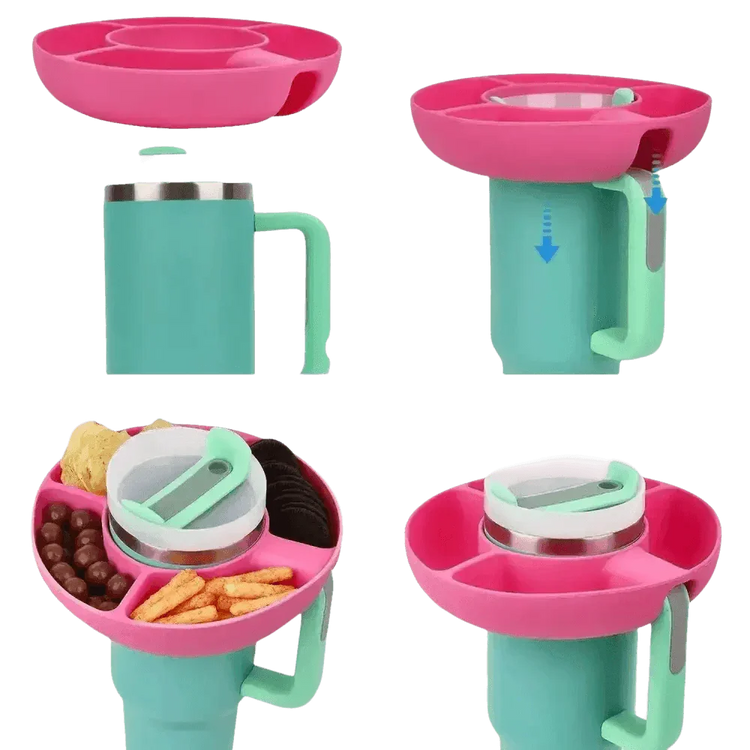 Pink Silicone Snack Bowl with Cup Holder - GiFTiFY