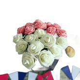 Pink White Foam Rose Flowers Bouquet - GiFTiFY