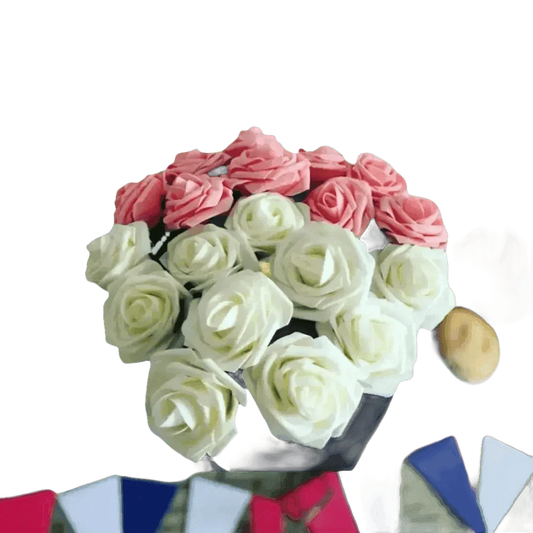Pink White Foam Rose Flowers Bouquet - GiFTiFY