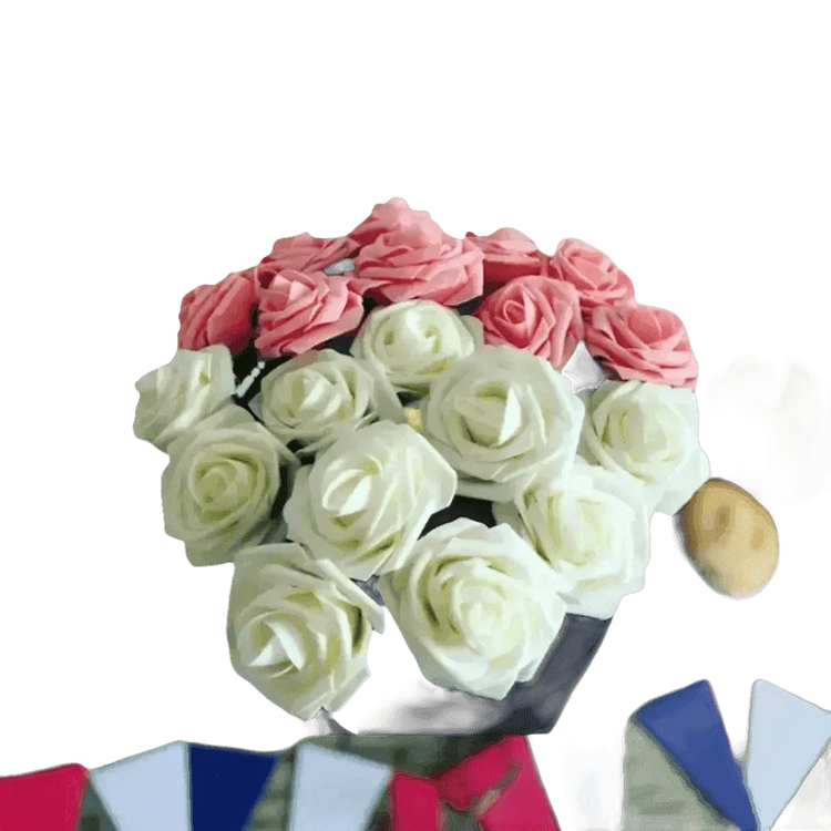 Pink White Foam Rose Flowers Bouquet - GiFTiFY
