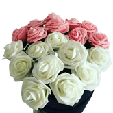 Pink White Foam Rose Flowers Bouquet - GiFTiFY
