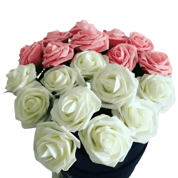 Pink White Foam Rose Flowers Bouquet - GiFTiFY