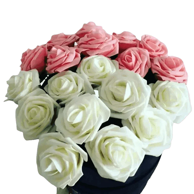 Pink White Foam Rose Flowers Bouquet - GiFTiFY