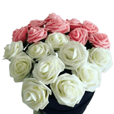Pink White Foam Rose Flowers Bouquet - GiFTiFY