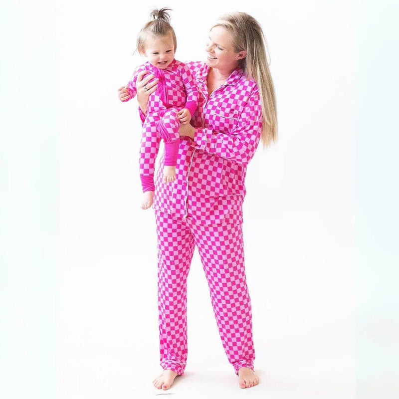Convertible Ruffle Zippy Pink Checker by Khlobe