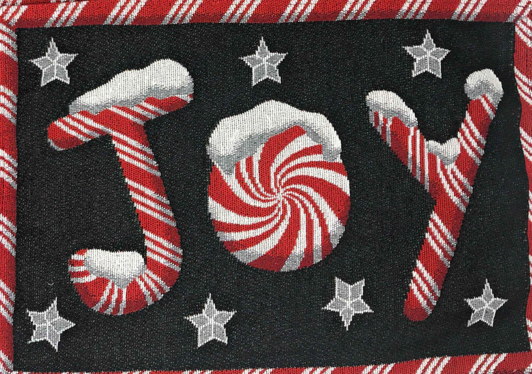 DaDa Bedding Set of 4-Pieces Peppermint Joy Holiday Tapestry Placemats 13” x 19” (12904) - GiFTiFY