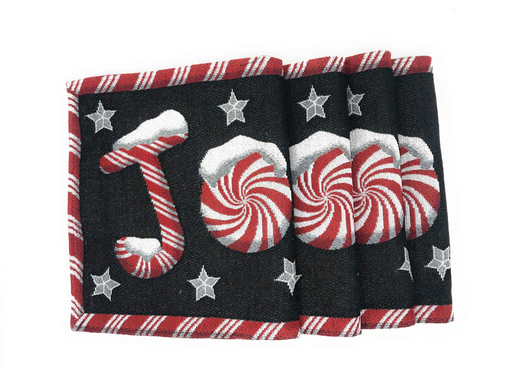 DaDa Bedding Set of 4-Pieces Peppermint Joy Holiday Tapestry Placemats 13” x 19” (12904) - GiFTiFY