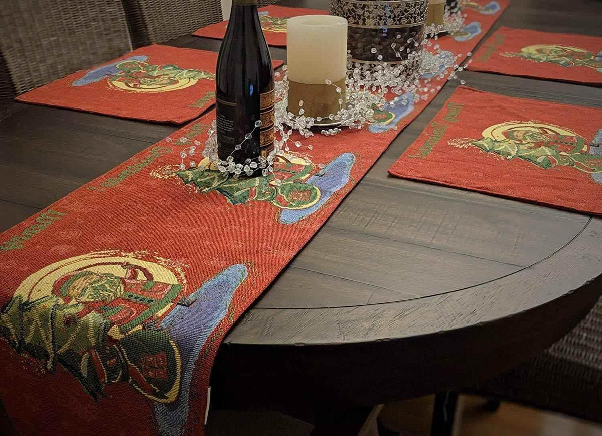 DaDa Bedding Set of 4-Pieces Red Santa Claus Christmas Tapestry Placemats 13” x 19” (17615) Placemat by DaDalogy Bedding Collection