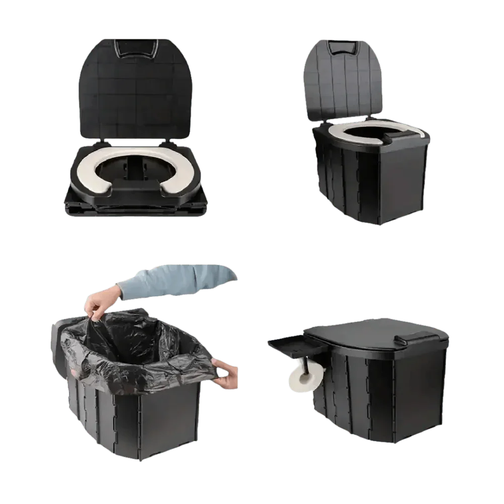Portable Folding Toilet with Dispenser and Phone Holder - GiFTiFY