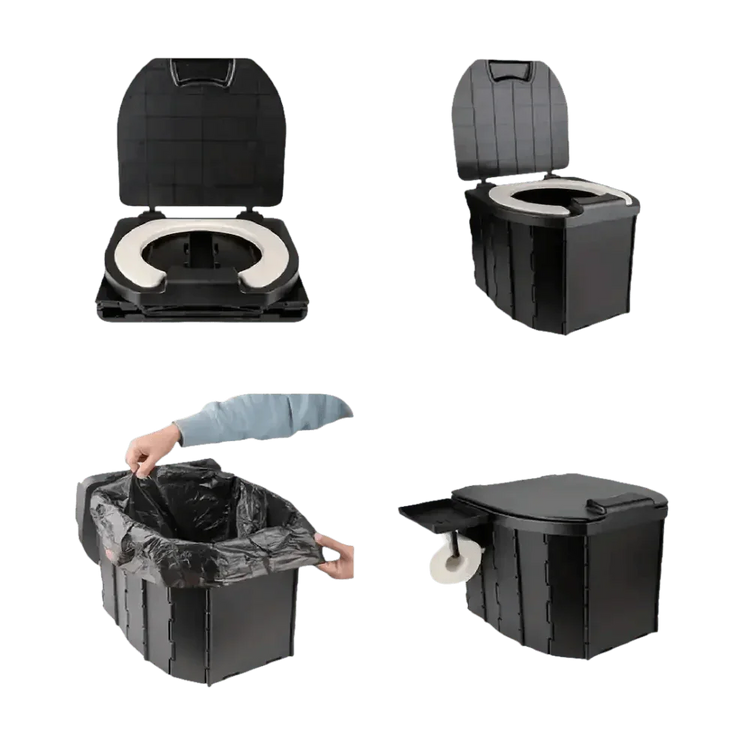 Portable Folding Toilet with Dispenser and Phone Holder - GiFTiFY