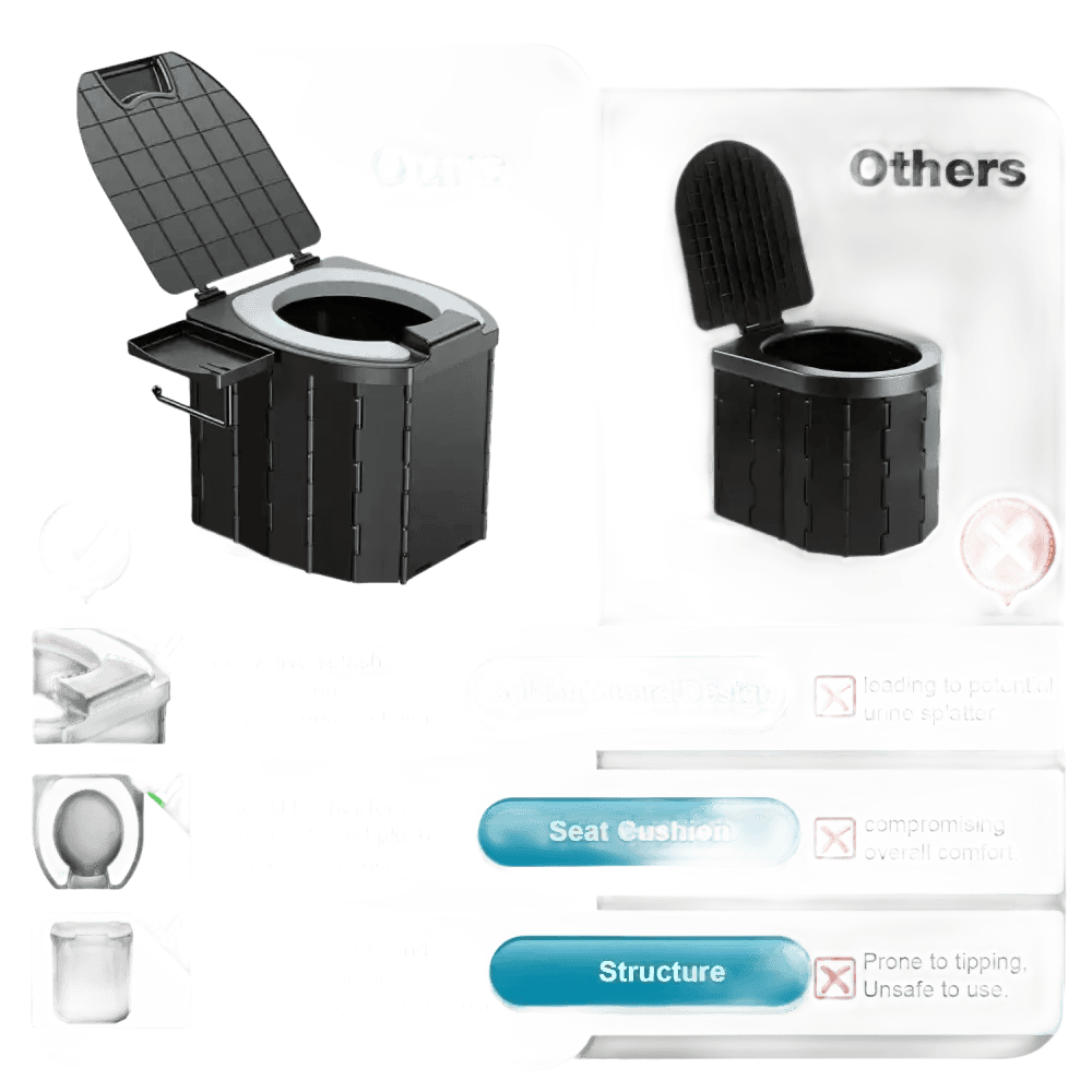 Portable Folding Toilet with Dispenser and Phone Holder - GiFTiFY