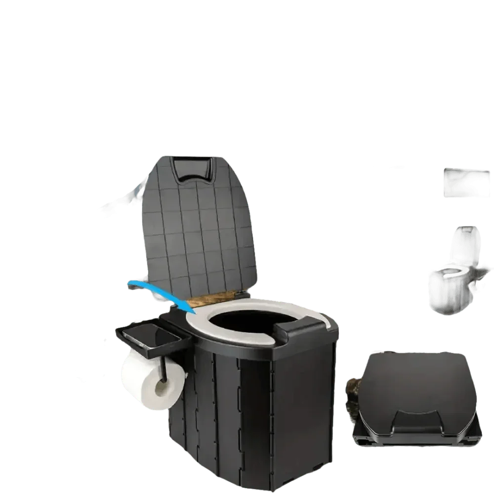 Portable Folding Toilet with Dispenser and Phone Holder - GiFTiFY