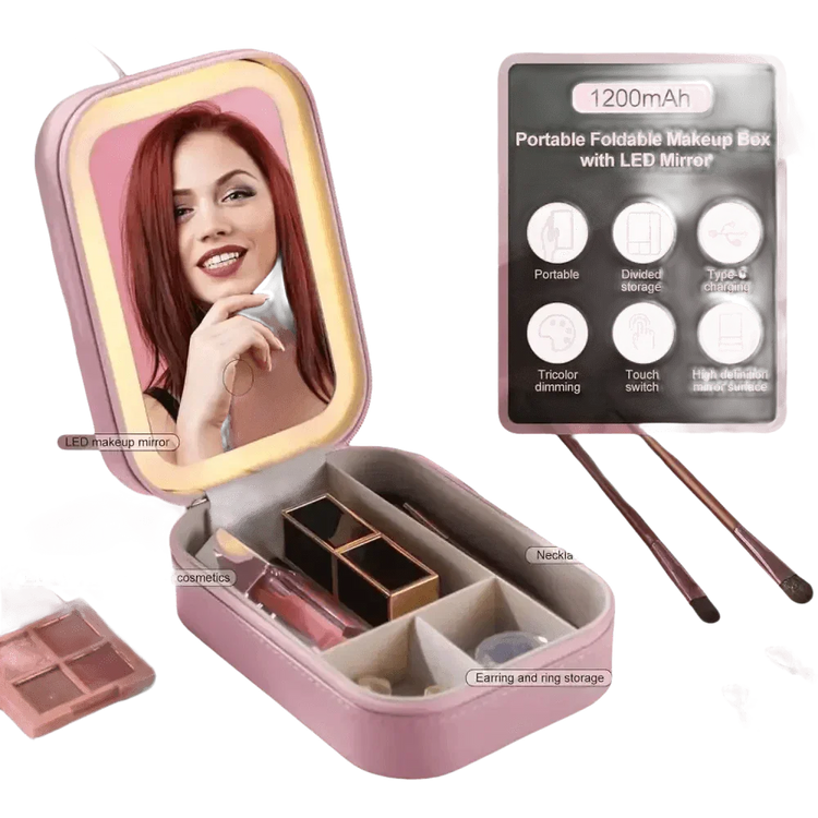 Portable LED Mirror Travel Makeup Box - GiFTiFY