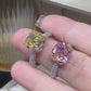 Vintage Pink Moissanite Diamond Ring 100% Real 925 Sterling Silver Party Wedding Band Rings for Women Bridal Engagement Jewelry