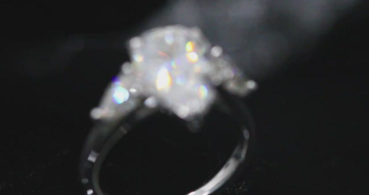 1/2/3/4ct Pear Cut All Moissanite Engagement Rings