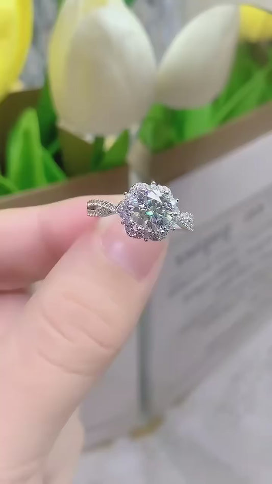Princess Aisha 6 Claw 2 CT Moissanite Ring D Color VVS Diamond Certified Luxury Wedding Rings 925 Sterling Silver Jewelry