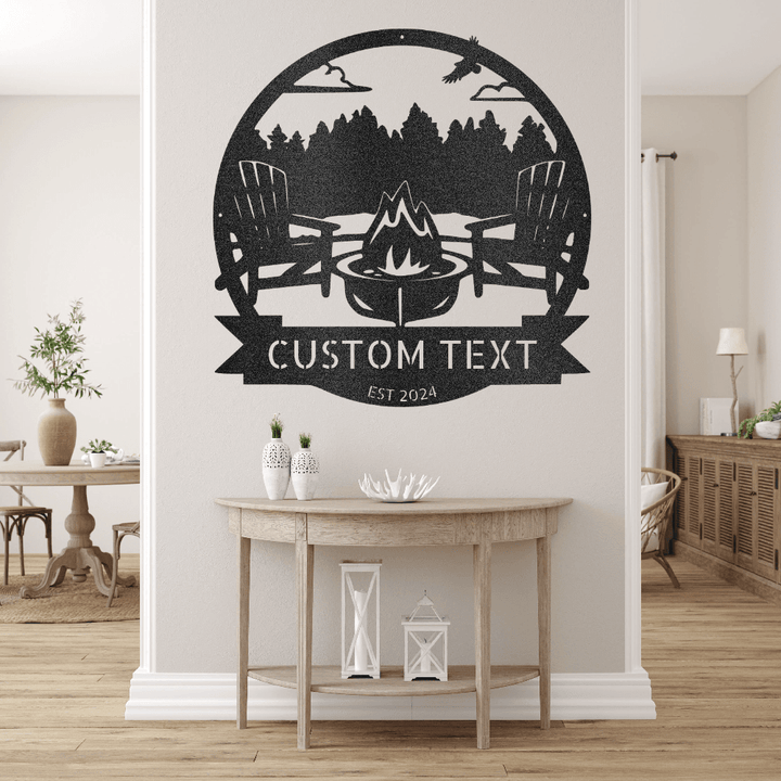 Lake Scene Metal Sign - Personalized Gifts - Custom Campfire and Camper Decor Sign - GiFTiFY