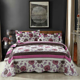 DaDa Bedding Bohemian Purple Blooms Floral Garden Pink Brown Bedspread Set (KBJ1629) - GiFTiFY