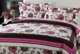 DaDa Bedding Bohemian Purple Blooms Floral Garden Pink Brown Bedspread Set (KBJ1629) - GiFTiFY