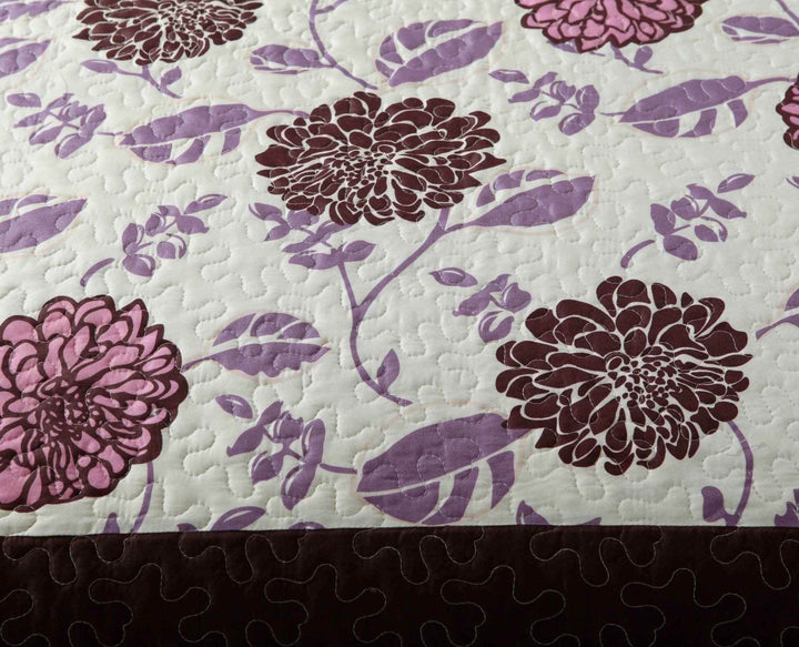 DaDa Bedding Bohemian Purple Blooms Floral Garden Pink Brown Bedspread Set (KBJ1629) - GiFTiFY