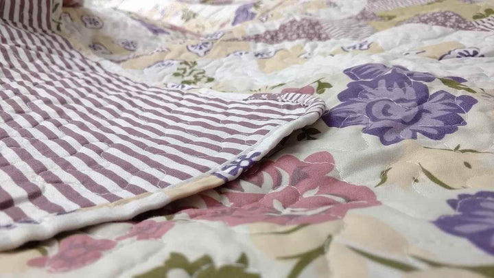 DaDa Bedding Wisteria Cottage Roses Floral Lightweight Quilted Bedspread Set (HS-1003) - GiFTiFY