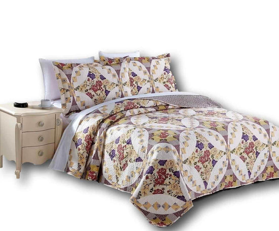 DaDa Bedding Wisteria Cottage Roses Floral Lightweight Quilted Bedspread Set (HS-1003) - GiFTiFY