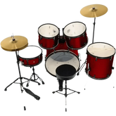 Red 5-Piece Adult Drum Set with Remo Batter Heads and Cymbals - GiFTiFY