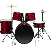 Red 5-Piece Adult Drum Set with Remo Batter Heads and Cymbals - GiFTiFY