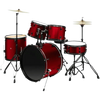 Red 5-Piece Adult Drum Set with Remo Batter Heads and Cymbals - GiFTiFY